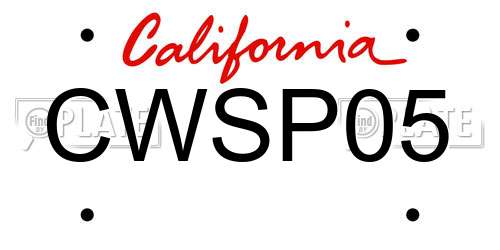 CWSP05 California License Plate