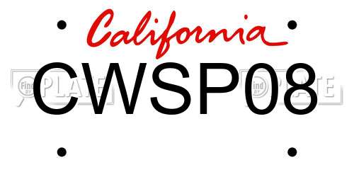 CWSP08 California License Plate