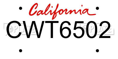 CWT6502 California License Plate