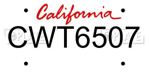 CWT6507 California License Plate