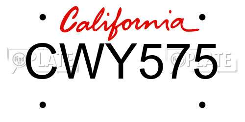CWY575 California License Plate