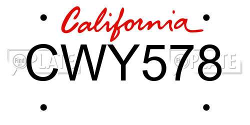 CWY578 California License Plate