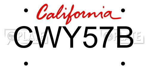 CWY57B California License Plate