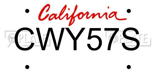 CWY57S California License Plate