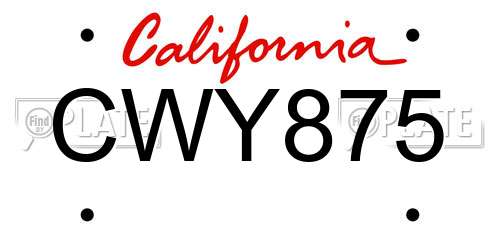 CWY875 California License Plate