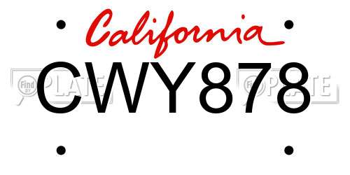 CWY878 California License Plate