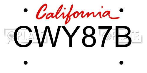 CWY87B California License Plate