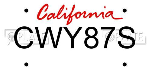CWY87S California License Plate