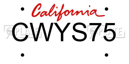 CWYS75 California License Plate