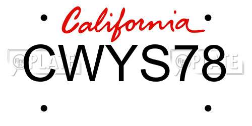 CWYS78 California License Plate