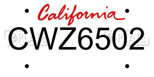 CWZ6502 California License Plate