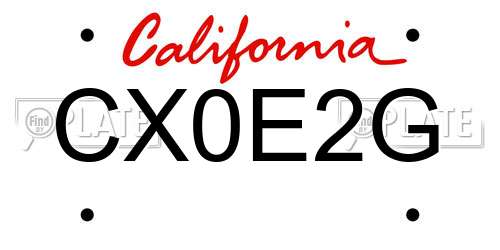 CX0E2G California License Plate