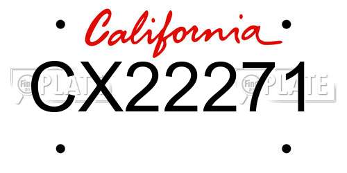 CX22271 California License Plate