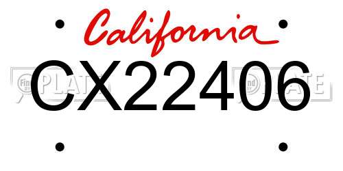 CX22406 California License Plate