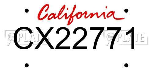 CX22771 California License Plate