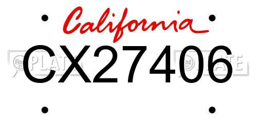 CX27406 California License Plate