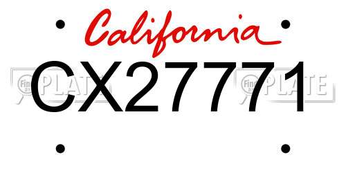 CX27771 California License Plate