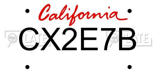 CX2E7B California License Plate