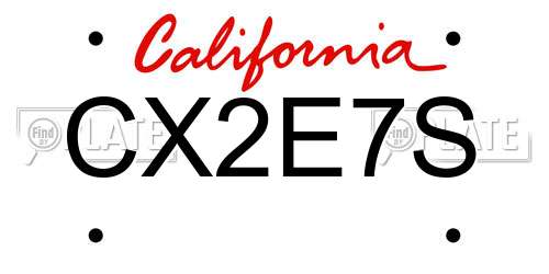 CX2E7S California License Plate