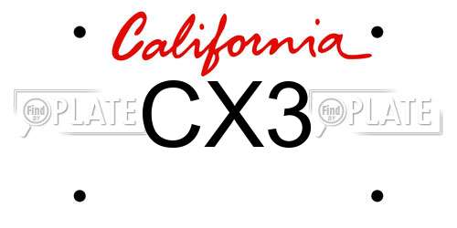 CX3 California License Plate