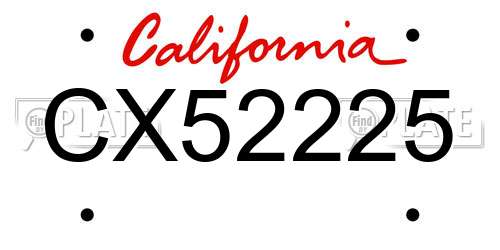 CX52225 California License Plate