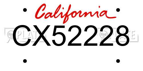 CX52228 California License Plate