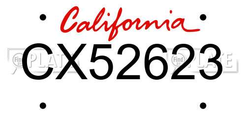 CX52623 California License Plate