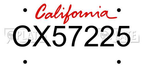 CX57225 California License Plate