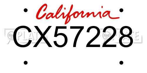 CX57228 California License Plate