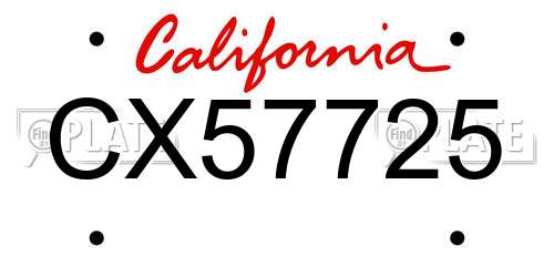 CX57725 California License Plate