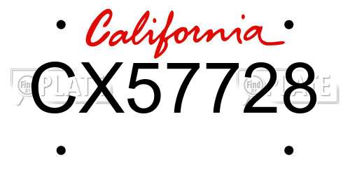 CX57728 California License Plate