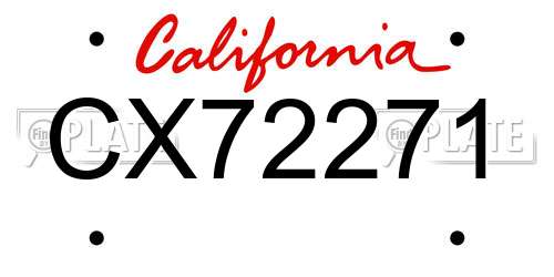 CX72271 California License Plate