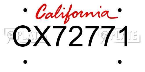 CX72771 California License Plate