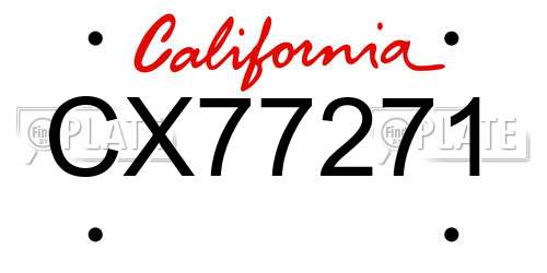 CX77271 California License Plate