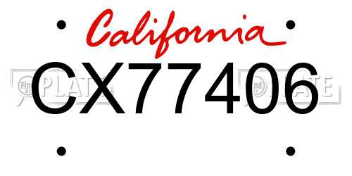 CX77406 California License Plate