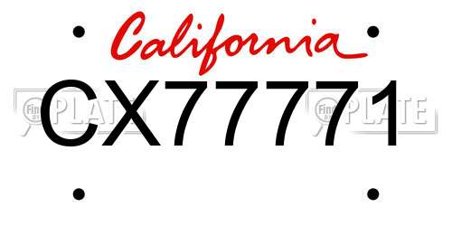 CX77771 California License Plate