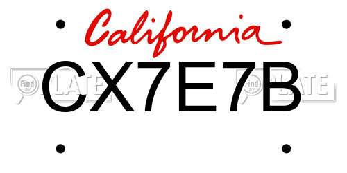 CX7E7B California License Plate
