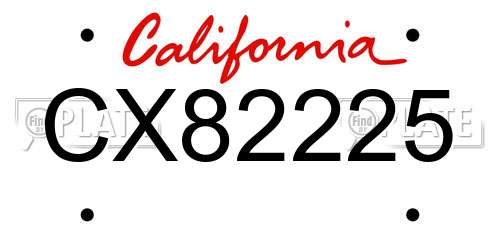 CX82225 California License Plate