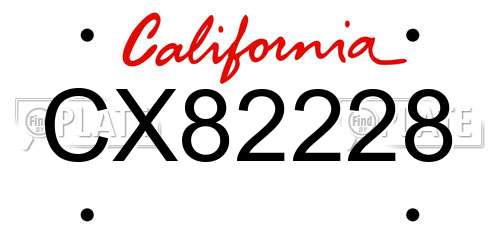 CX82228 California License Plate