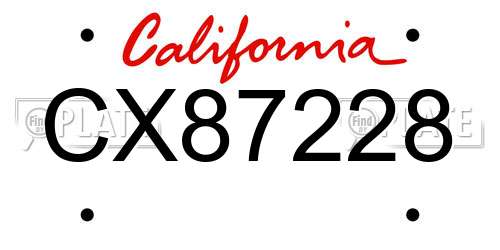 CX87228 California License Plate