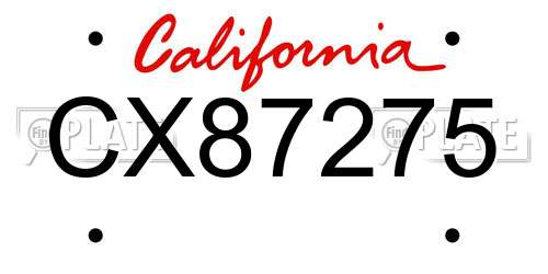 CX87275 California License Plate