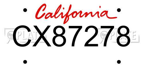CX87278 California License Plate