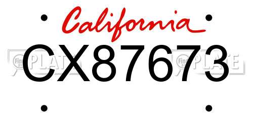CX87673 California License Plate