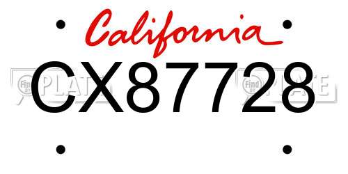 CX87728 California License Plate