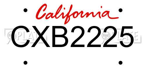 CXB2225 California License Plate
