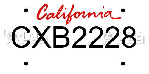 CXB2228 California License Plate