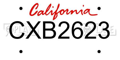 CXB2623 California License Plate