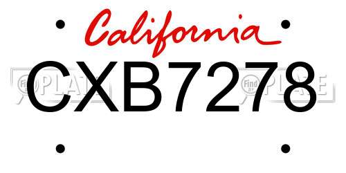 CXB7278 California License Plate