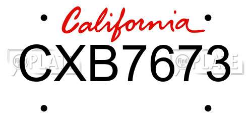 CXB7673 California License Plate