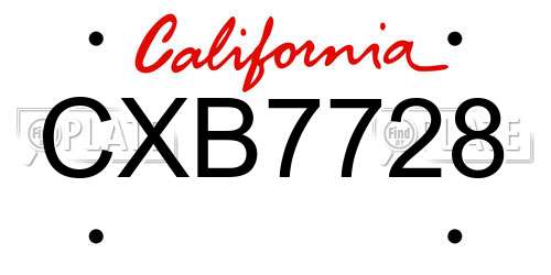 CXB7728 California License Plate